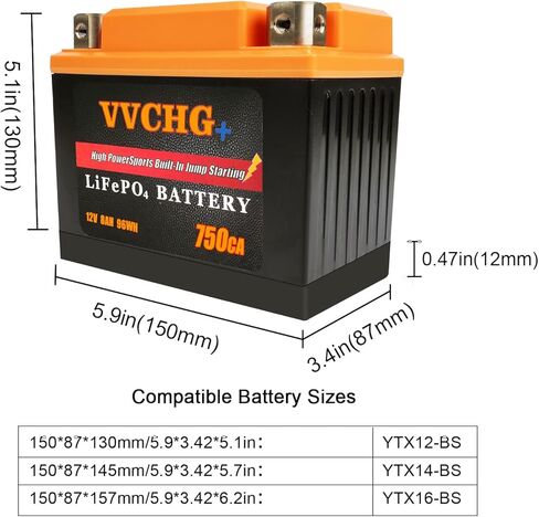 Motorcycle Battery 12V 5AH LiFePO4 with Smart BMS, YTX7A-BS/YTX9-BS/YT12A-BS/YTZ14S-BS for ATV, UTV, JetSki, 4 Wheeler in Saudi Arabia