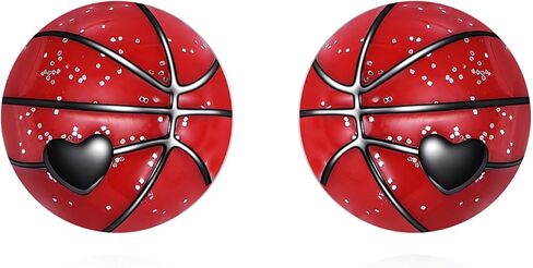 Basketball Stud Earrings for Women Teen S925 Sterling Silver Sparkly Simple Shiny Sports Jewelry in Saudi Arabia