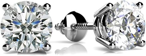 2.00 CT حجم دائري قطع Zirconia Quirings arics في 14 كيلو طن برغي الذهب الأبيض in Saudi Arabia