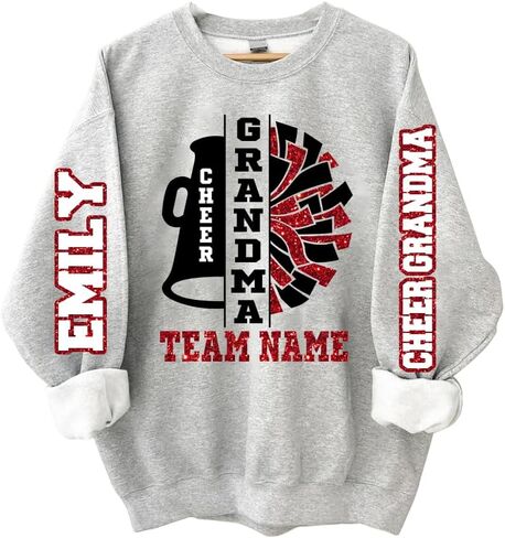 Personalized Cheer Grandma Shirt, Glitter Sweatshirts, Cheer Grandma Shirts for Women in Kuwait