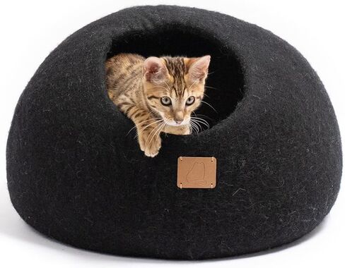 Extra Thick Felted Wool Cat Cave Bed Your Pet Will Love - Cozy and Warm Hideaway for Sleeping & Relaxing - Large and Small Pets - 100% Organic, Durable, Long-Lasting Comfort (Stone Gray, Large) in Saudi Arabia