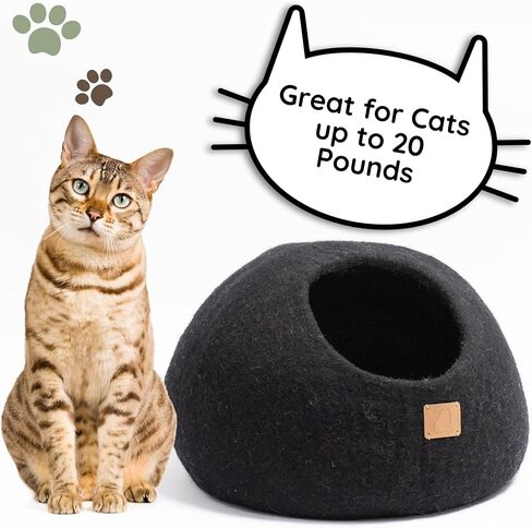 Extra Thick Felted Wool Cat Cave Bed Your Pet Will Love - Cozy and Warm Hideaway for Sleeping & Relaxing - Large and Small Pets - 100% Organic, Durable, Long-Lasting Comfort (Stone Gray, Large) in Saudi Arabia