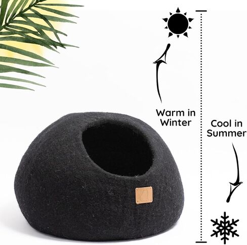 Extra Thick Felted Wool Cat Cave Bed Your Pet Will Love - Cozy and Warm Hideaway for Sleeping & Relaxing - Large and Small Pets - 100% Organic, Durable, Long-Lasting Comfort (Stone Gray, Large) in Saudi Arabia