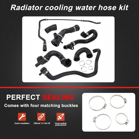 Radiator Coolant Water Hose Pipe Kit for BMW 1/3/6/7/X1/Z3/Z4, for 130i/325i/330i/630i/730Li, E63/E64/E66/E83/E84/E85/E86/E87/E89/E90/E92/E93, Replaces 11537516414 1712761851 17127618510 17127531581 in Saudi Arabia