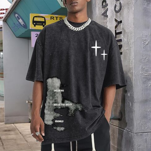 Mens Graphic Tees Y2k Streetwear Oversized Tshirts Vintage Acid Wash Shirts Summer Casual Inspirational Tee Shirt in Saudi Arabia