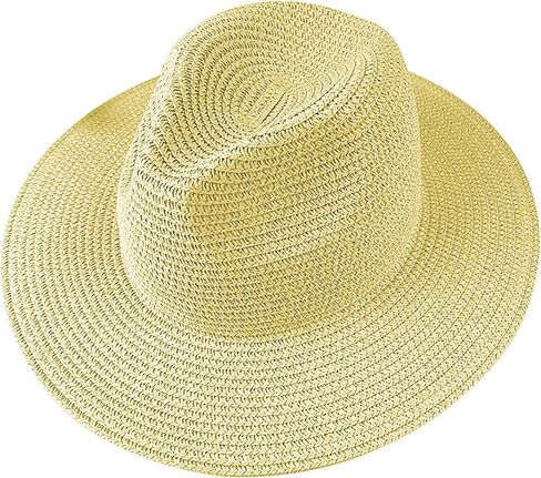 Kids Summer Bucket Straw Hat UV Protection Beach Sun Cap Wide Brim Floppy Boater Hat for Boys & Girls in Saudi Arabia