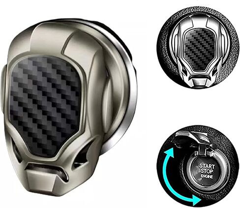 Zinc Alloy One-Key Start Cover, Universal Car Engine Start Stop Button Protective Cover Ignition Button Decoration Accessories (Black) in Saudi Arabia