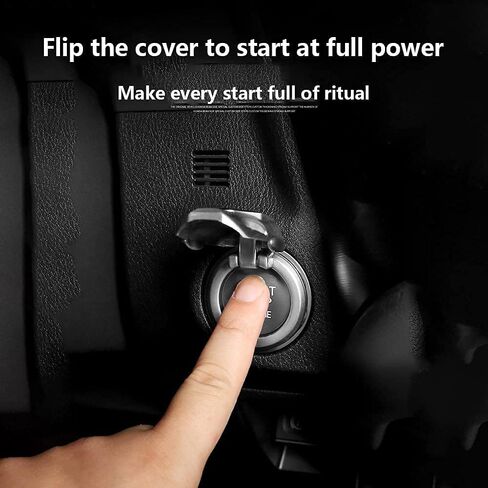 Zinc Alloy One-Key Start Cover, Universal Car Engine Start Stop Button Protective Cover Ignition Button Decoration Accessories (Black) in Saudi Arabia