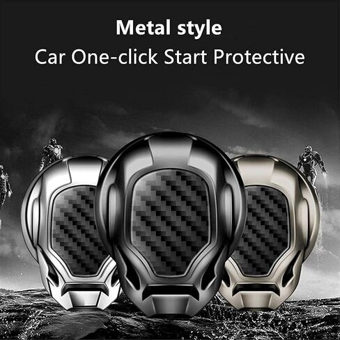 Zinc Alloy One-Key Start Cover, Universal Car Engine Start Stop Button Protective Cover Ignition Button Decoration Accessories (Black) in Saudi Arabia