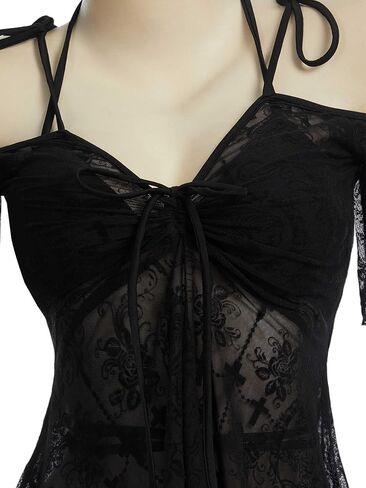 Meowcos Goth Bikini Flock Design Swimsuit Dark Style Gothic Gothic Suit With Up in Saudi Arabia