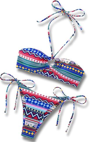 Boho Print Bikini, Sexy Keyhole, Low Rise, High Cut, 2 Piece in Saudi Arabia