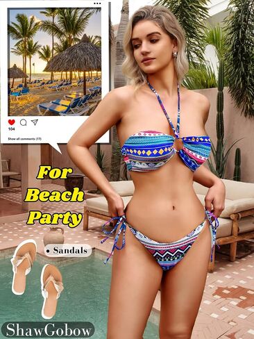 Boho Print Bikini, Sexy Keyhole, Low Rise, High Cut, 2 Piece in Saudi Arabia