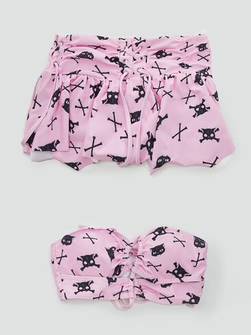 MEOWCOS Goth Bikini Swimsuit Gothic Pink Skull Bat Print Bathing Suit Dark Style Goth Swimsuit in Saudi Arabia