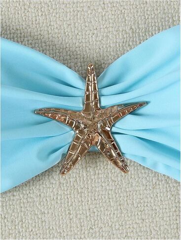 WDIRARA Women's 2 Piece Strapless Brazilian Thong Bikini Set Metal Starfish Bandeau Bathing Suit Tube Swimsuit in Saudi Arabia