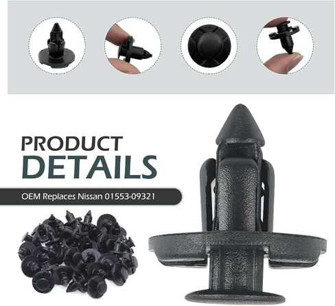 20PCS Bumper Fastener Rivet Clips, Front Bumper & Radiator Support Retainer Clips, Plastic Push Fender Liner Clip, OEM 01553-09321, Compatible with Nissan Maxima Versa Altima & Infiniti in Saudi Arabia