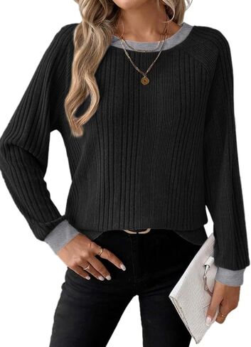 Dokotoo Long Sleeve Shirts for Women Casual Fashion Loose Fit Womens Tops Crewneck Basic Pullover Tunics in Saudi Arabia