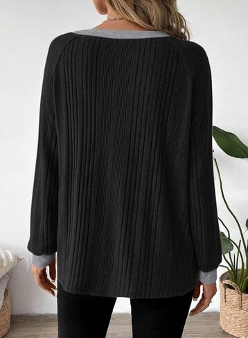 Dokotoo Long Sleeve Shirts for Women Casual Fashion Loose Fit Womens Tops Crewneck Basic Pullover Tunics in Saudi Arabia