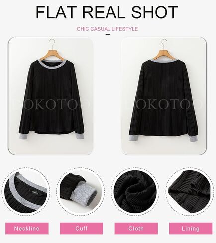 Dokotoo Long Sleeve Shirts for Women Casual Fashion Loose Fit Womens Tops Crewneck Basic Pullover Tunics in Saudi Arabia