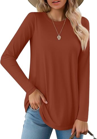 JustfashionNow Womens Long Sleeve Derts Crew Neck Discual Basic Pluse Flowy Tunic Tunic Tops Fall Fashion 2025 in Kuwait