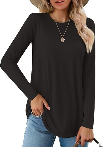 JustfashionNow Womens Long Sleeve Derts Crew Neck Discual Basic Pluse Flowy Tunic Tunic Tops Fall Fashion 2025 in Kuwait