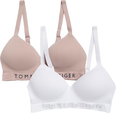 Tommy Hilfiger Women's Seamless Lined Wirefree Ribbed Bra 2-Pack in Saudi Arabia