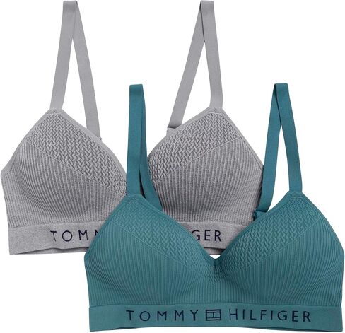 Tommy Hilfiger Women's Seamless Lined Wirefree Ribbed Bra 2-Pack in Saudi Arabia