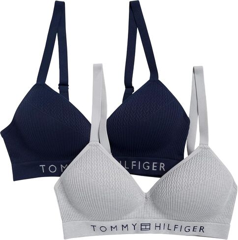 Tommy Hilfiger Women's Seamless Lined Wirefree Ribbed Bra 2-Pack in Saudi Arabia
