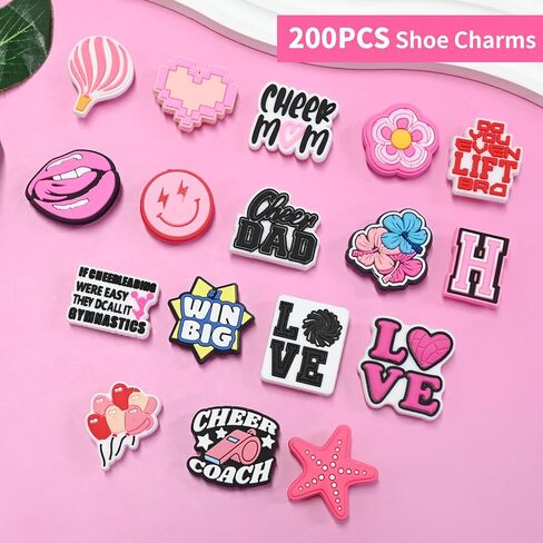 Cheerleading Shoe Charms bulk Cute PVC Bulk Shoe Decoration Charms,Charms for Shoes Plastic Sandals Charm DIY Girls Party gifts(50-100) in Kuwait