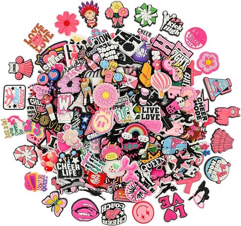 Cheerleading Shoe Charms bulk Cute PVC Bulk Shoe Decoration Charms,Charms for Shoes Plastic Sandals Charm DIY Girls Party gifts(50-100) in Kuwait