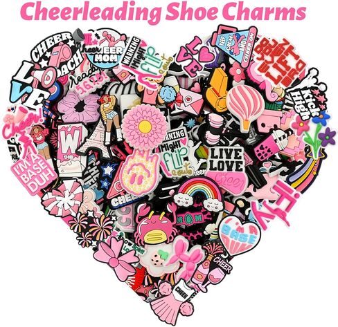 Cheerleading Shoe Charms bulk Cute PVC Bulk Shoe Decoration Charms,Charms for Shoes Plastic Sandals Charm DIY Girls Party gifts(50-100) in Kuwait
