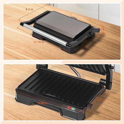 Panini Press Grill Sandwich Maker, Large Electric 3 in 1 Panini Sandwich Maker Grill, Open 180 Degrees for Grill Indoor, Perfect for Grilling Steaks, Burger, Sandwich,Non-stick Pan, Black in Kuwait