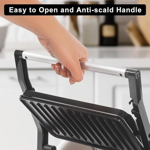 Panini Press Grill Sandwich Maker, Large Electric 3 in 1 Panini Sandwich Maker Grill, Open 180 Degrees for Grill Indoor, Perfect for Grilling Steaks, Burger, Sandwich,Non-stick Pan, Black in Kuwait