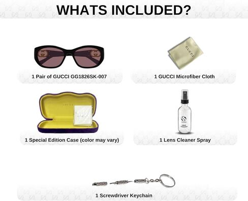 Gucci GG1826SK Designer Massions Sunglasses for Women - Syng Cat Eye Shape Eyewear with eshades kit - احتضان التطور والأناقة in Kuwait