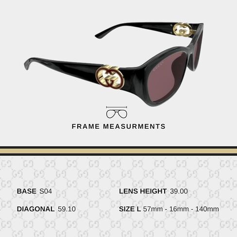 Gucci GG1826SK Designer Massions Sunglasses for Women - Syng Cat Eye Shape Eyewear with eshades kit - احتضان التطور والأناقة in Kuwait