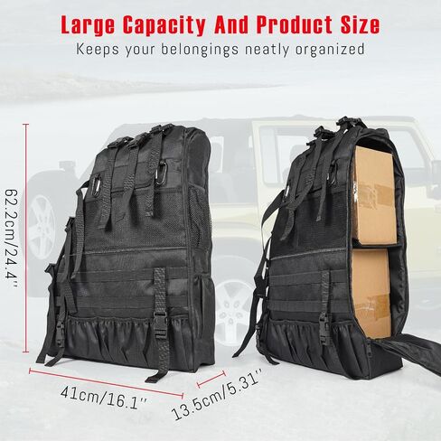 Roll Bar Storage Bag for 1997-2024 Jeep Wrangler JK TJ LJ & Unlimited JL 4 Door Multi-Pocket Cargo Bag for Jeep Wrangler Waterproof Hiking Camping Organizer Storage Bag for Travel - 2PCS in Kuwait