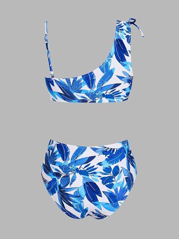CUPSHE Women's Bikini Sets Two Piece Swimsuit High Waisted Drawstring Asymmetrical Neck Shirred Bathing Suits in Saudi Arabia