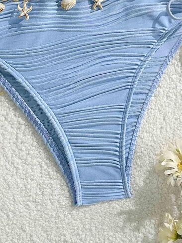 Women's Two Piece Adjustable Halter Boob Tube Top and Bottom with Ocean Accessories Bikini Set Sexy Bathing Swimsuits in Saudi Arabia