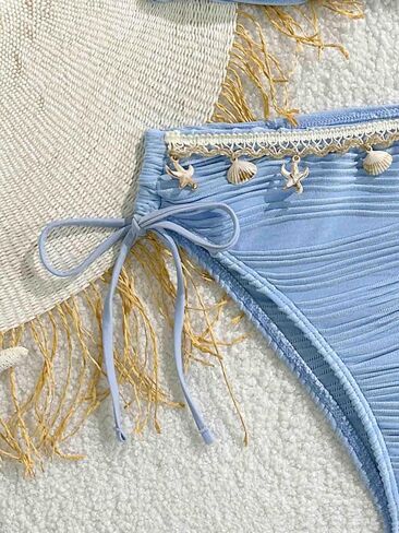 Women's Two Piece Adjustable Halter Boob Tube Top and Bottom with Ocean Accessories Bikini Set Sexy Bathing Swimsuits in Saudi Arabia
