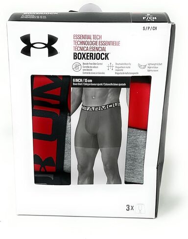 Under Armour Essential Tech 6 بوصة Boxerjock - 3 عبوات (الولايات المتحدة، Alpha، X-Large، عادي، عادي، أسود/أخضر/رمادي) in Saudi Arabia