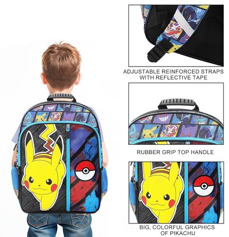 Pokemon Pikachu and Pokeball 16" Kid's Backpack For School And Travel in Saudi Arabia