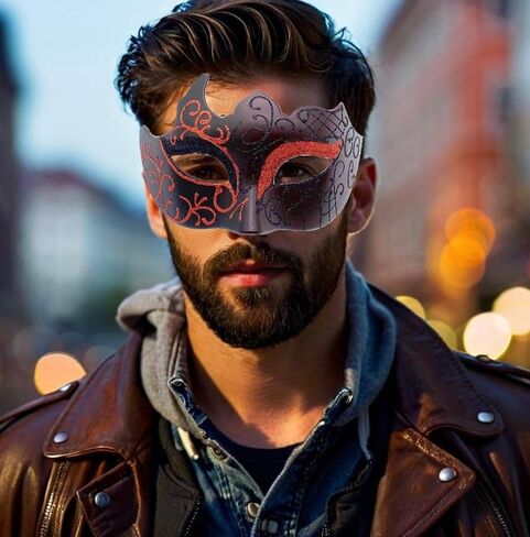 Men Masquerade Mask Venetian Mask Greek Roman Mask Mardi Gras Mask Masquerade Mask for Men (Black) in Saudi Arabia