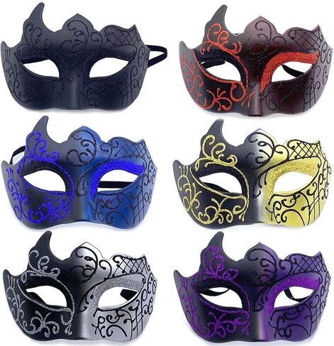 Men Masquerade Mask Venetian Mask Greek Roman Mask Mardi Gras Mask Masquerade Mask for Men (Black) in Saudi Arabia