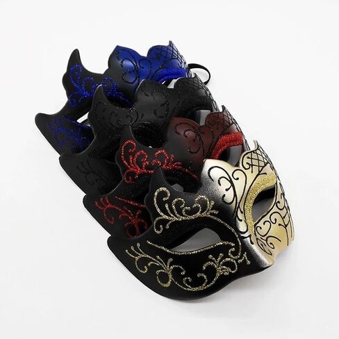 Men Masquerade Mask Venetian Mask Greek Roman Mask Mardi Gras Mask Masquerade Mask for Men (Black) in Saudi Arabia