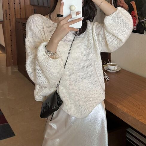 Fondthy Women’s Bow Sweater Cute Tie Back Back Crewneck Long Sleeve Tops Trops Trops Edgens in Saudi Arabia