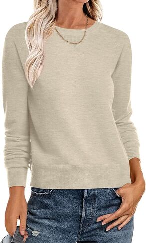 سترة anrabess للنساء الطويل الأكمام Crewneck 2025 خريف الشتاء لينة فضفاضة ناع in Saudi Arabia