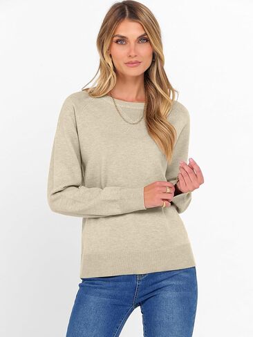 سترة anrabess للنساء الطويل الأكمام Crewneck 2025 خريف الشتاء لينة فضفاضة ناع in Saudi Arabia