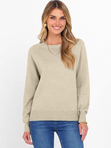 سترة anrabess للنساء الطويل الأكمام Crewneck 2025 خريف الشتاء لينة فضفاضة ناع in Saudi Arabia
