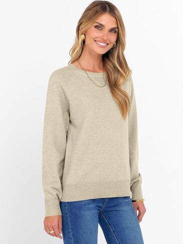 سترة anrabess للنساء الطويل الأكمام Crewneck 2025 خريف الشتاء لينة فضفاضة ناع in Saudi Arabia