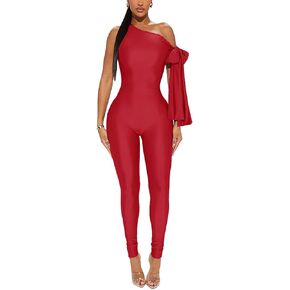 Women Sexy One Shoulder Bandage Sleeveless Bodycon Jumpsuit Romper Clubwear One Piece Outfits in Kuwait