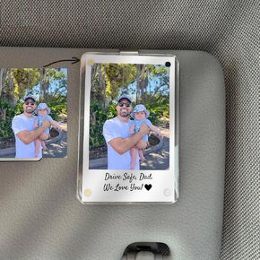 Personalized Car Visor Clip with Photo, Custom for Dad from Son or Daughter, Unique Sentimental Keepsake for Him, Happy Father's Day in Kuwait